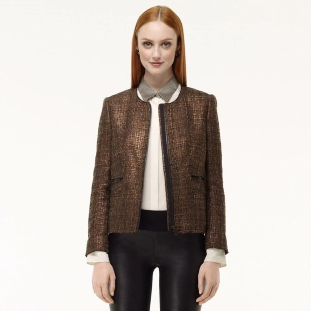 Club Monaco Mora Gold Bronze Tweed Jacket 00 NWT $289